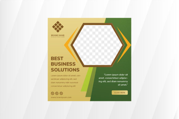 Business Square Banner Brown Green Graphics