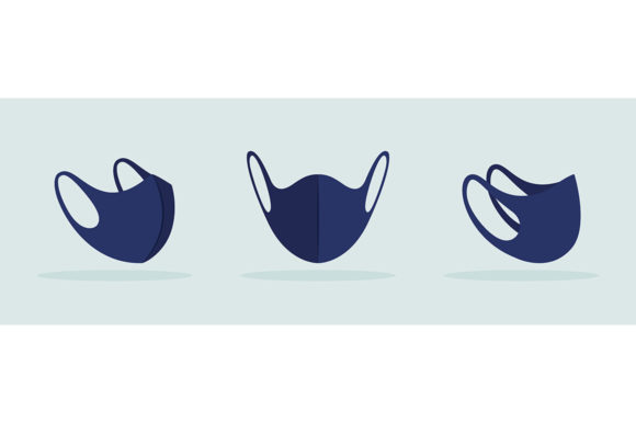 Center Seam Face Mask Black Mockup: Graphics & Illustrations