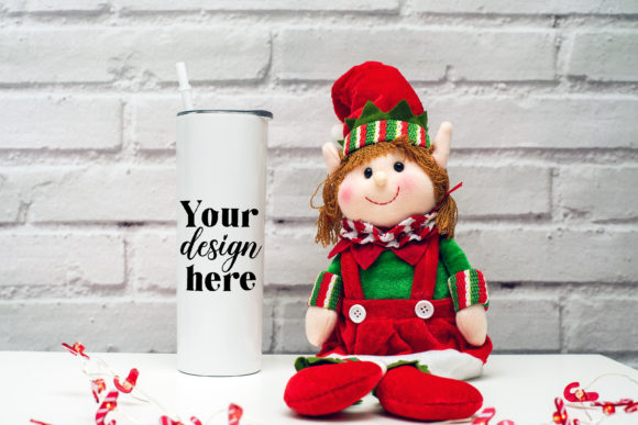 Christmas 20oz Tumbler Mockup. Elf Mocku Graphics Mugs Amp