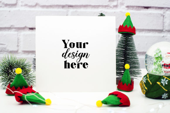 Christmas 5x5 Card Mockup. Elf Mockup 87