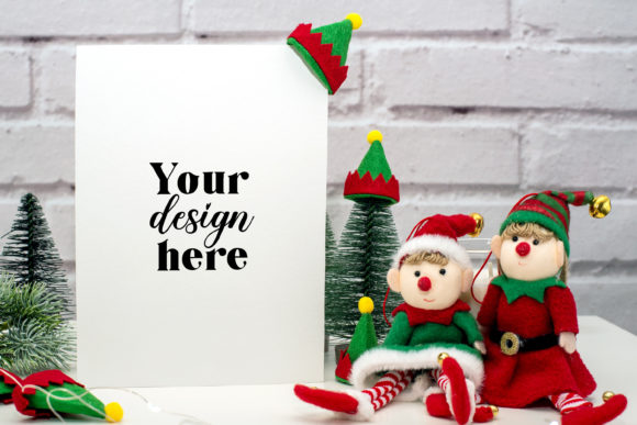Christmas 5x7 Card Mockup. Elf Mockup 89