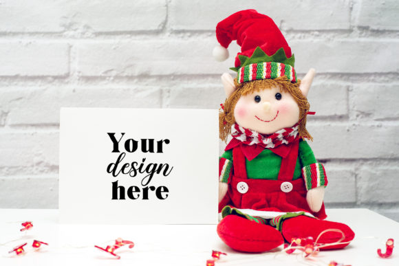 Christmas 7x5 Card Mockup. Elf Mockup 41