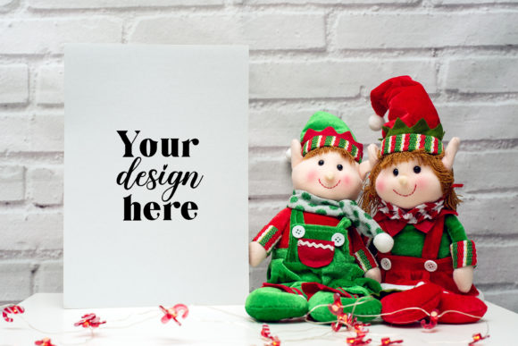 Christmas A4 Card Mockup. Elf Mockup 29. Graphics