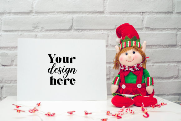 Christmas A4 Card Mockup. Elf Mockup 80