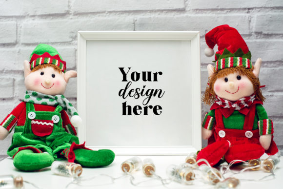 Christmas Frame Mockup. Elf Mockup 1. Graphics