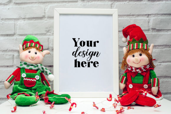 Christmas Frame Mockup. Elf Mockup 7. Graphics