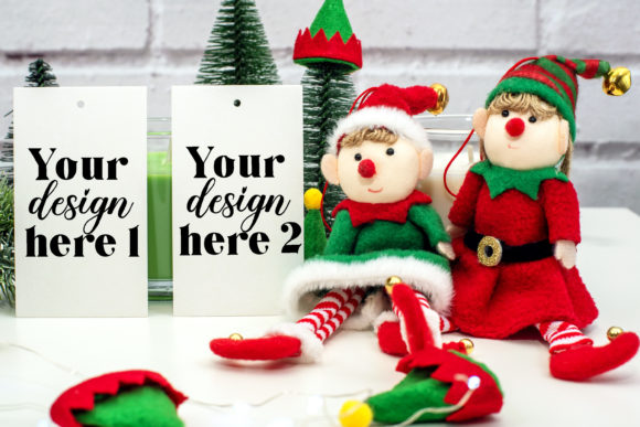 Christmas Gift Tag Mockup. Elf Mockup 94
