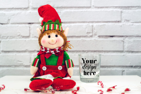 Christmas Glass Mockup. Elf Mockup 117. Graphics and Mugs Amp