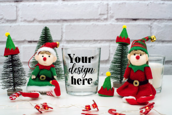 Christmas Glass Mockup. Elf Mockup 99. Graphics Mugs Amp