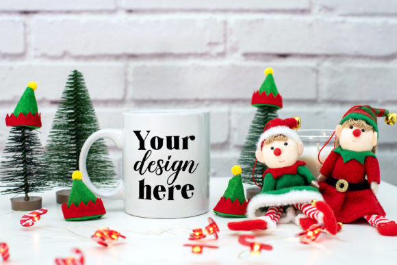 Christmas Mug Mockup. Elf Mockup 97. Graphics and Mugs Amp