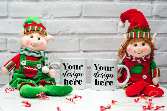Christmas Mugs Mockup. Elf Mockup 38. Graphics