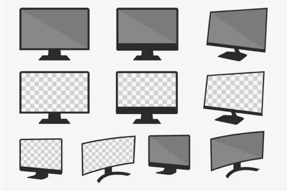 Computer Monitor and TV Mockup Set for Graphics and Illustrations