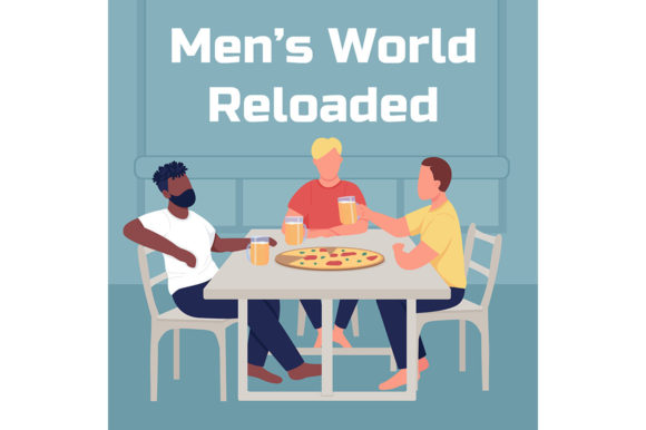 Friends Eat Pizza Mockup: Graphics & Illustrations
