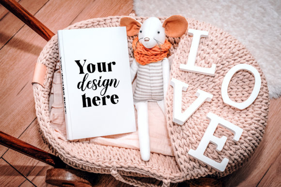 Hardcover Book Mockup. Nursery Book 7 Graphics and Book Amp