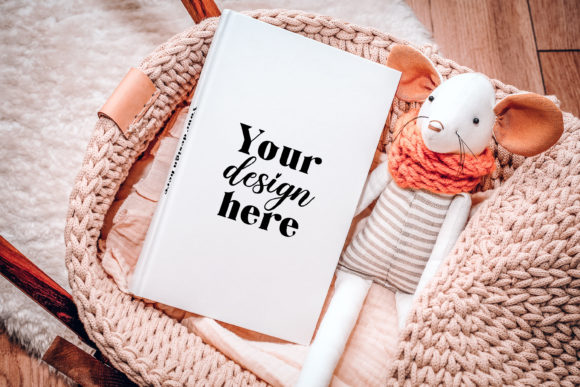 Hardcover Book Mockup. Nursery Book Graphics and Book Amp