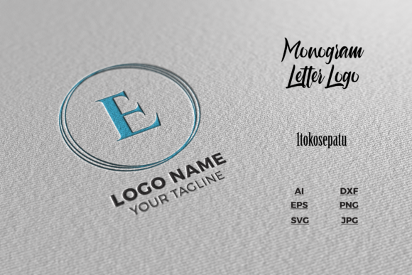 Logo Letter E Blue Texture Mockup