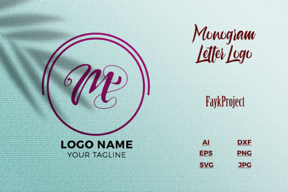 Logo Letter M Purple Texture Mockup Graphics