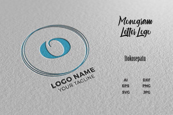 Logo Letter O Blue Texture Mockup