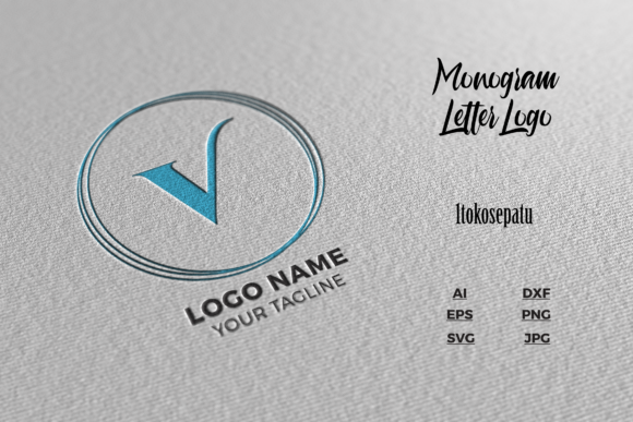 Logo Letter V Blue Texture Mockup Graphics