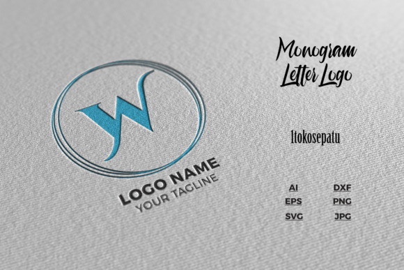 Logo Letter W Blue Texture Mockup