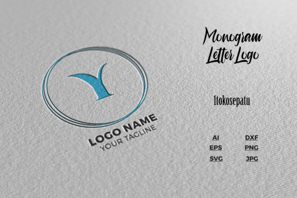 Logo Letter Y Blue Texture Mockup