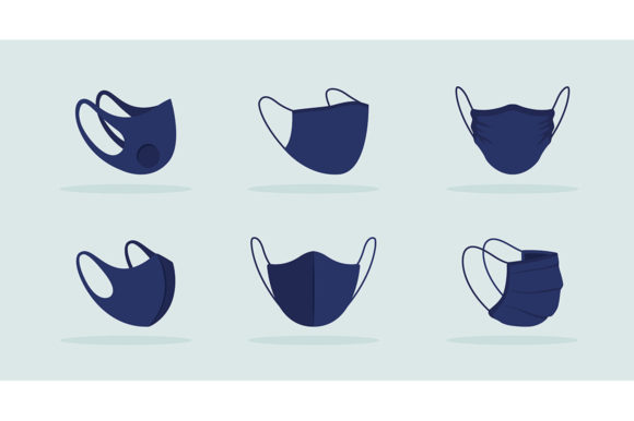 Medical Face Mask View Black Mockup: Graphics & Illustrations for Crafters