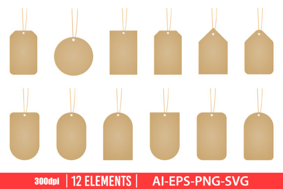 Price Tag Mockup Clipart Set