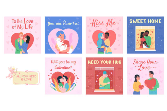 Romantic Relationship Post Mockup Bundle: Graphics for Local Business Branding