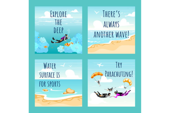 Water Sport Social Media Post Mockup Set: Graphics for Dynamic Branding
